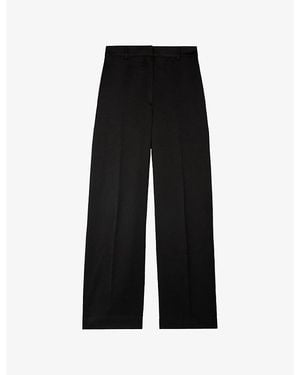 The Kooples Mid-Rise Wide-Leg Woven Pants - Black