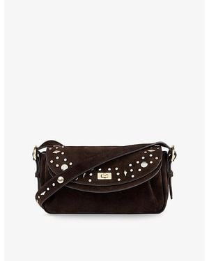 Sandro Le Mambo Studded Suede Shoulder Bag - Black