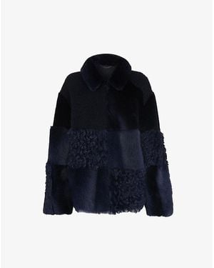 Whistles Hema Relaxed-Fit Shearling Coat - Blue