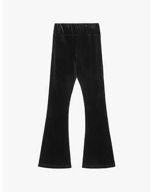 AllSaints Zanni Flared-Leg High-Rise Stretch-Velvet Pants - Black