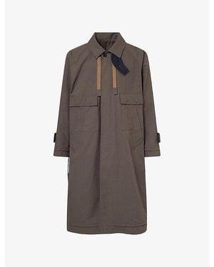 Sacai Weathercloth Longline Woven Coat - Brown