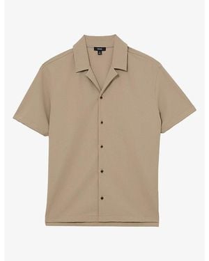 Reiss River Stretch-Textured Cuban Woven Shirt - Natural