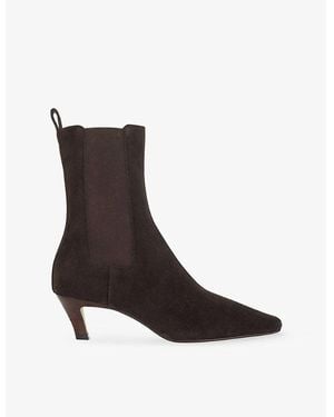 Dune Odele Wide-Fit Suede Heeled Ankle Boots - Brown