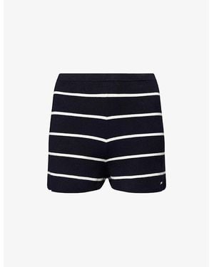 ADANOLA Stripe Crop Knitted Shorts - Blue