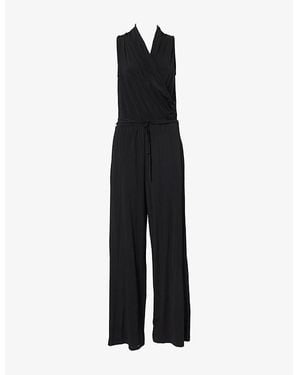 Weekend by Maxmara Genzana Sleeveless Wide-Leg Stretch-Woven Jumpsuit - Black