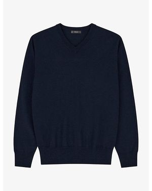 BOGGI Long-Sleeved Knitted Wool Polo Jumper - Blue