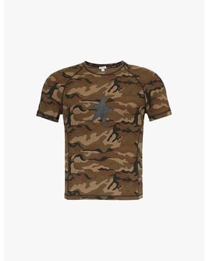 Jaded London Starstruck Camouflage-Print Slim-Fit Stretch-Woven Blend T-Shirt - Brown