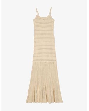 【海外限定】Sandroスカート☆Fish-Charm Flared-Hem Stretch-Kn Maxi knit skirt with charms green For Women | Sandro Paris