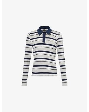 4th & Reckless Liliana Striped Cotton Rugby Top - Blue