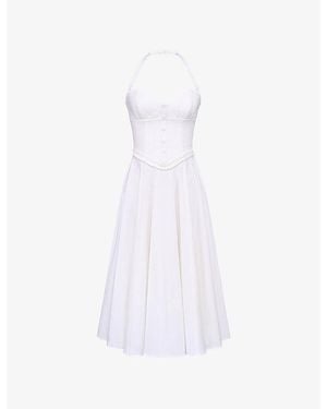 House Of Cb Georgie Floral-Print Stretch-Cotton Midi Dress Xs (A-C Cup) - White