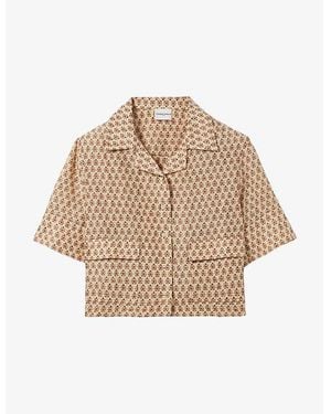 Claudie Pierlot Graphic-Print Notch-Collar Woven Shirt - Natural
