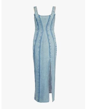 Dala On Tap Paneled Organic-Denim Midi Dress - Blue