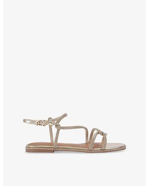 KG by Kurt Geiger Priya Crystal-Embellished Woven Flat Sandals - Natural