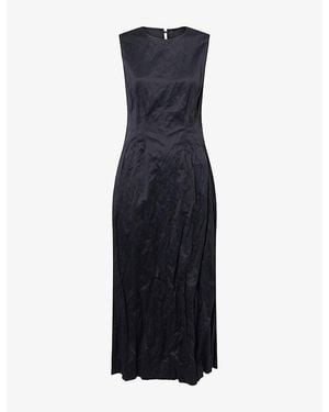 Nackiyé Golightly Crinkle Cotton-Blend Midi Dress - Blue