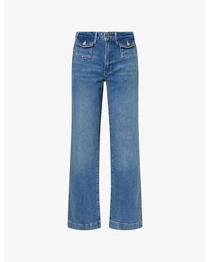 PAIGE Leenah 32-Inch Patch-Pocket Denim Jeans - Blue