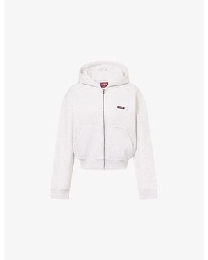 Ru & Rocka Core Brand-Patch Woven Hoodie - White