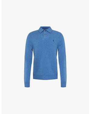 Polo Ralph Lauren Sea Salt Hthr Logo-Embroidered Wool And Cotton Jumper - Blue