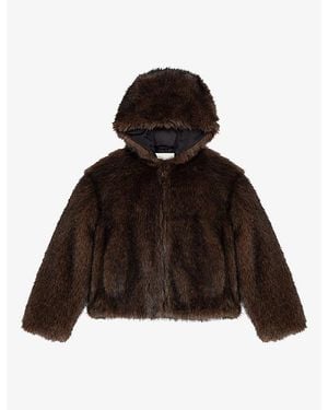 Maje Hooded Relaxed-Fit Faux-Fur Jacket - Brown