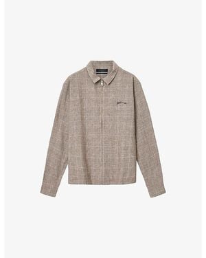 AllSaints Keal Checked Zip-Up Linen-Blend Jacket - Brown