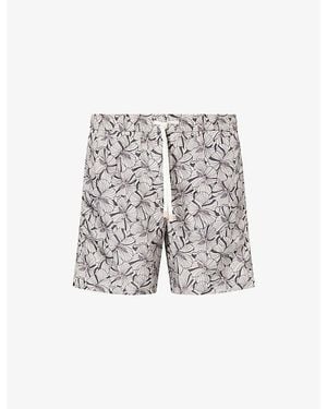 Eleventy Foral-Print Drawstring Beach Shorts - Grey