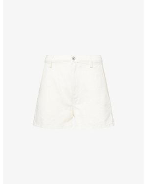 7 For All Mankind High-Rise Cotton-Linen Blend Shorts - White