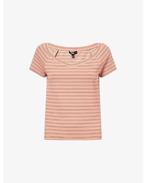 PAIGE Leita Striped Cotton-Jersey T-Shirt - Pink
