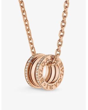 BVLGARI B.Zero1 18Ct Rose- And 0.38Ct Brilliant-Cut Diamond Pendant Necklace - White