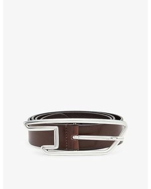 DIESEL D-Logo Buckle Leather Belt - White