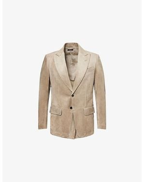 Tom Ford Dyllan Peak-Lapels Suede Blazer Jacket - Natural