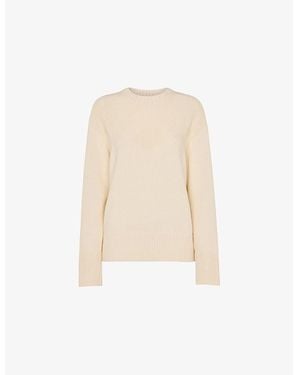 Whistles Limited Edition Fringed Rib-Detail Cotton-Blend Knitted Jumper - Natural