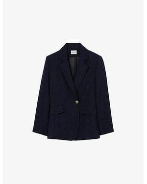 Claudie Pierlot Single-Breasted Notch-Lapel Woven Blazer - Blue