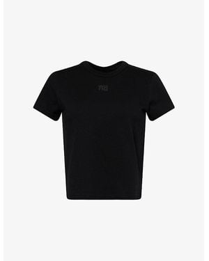 Alexander Wang Essential Puff-Logo Relaxed-Fit Cotton-Jersey Shrunk T-Shirt - Black