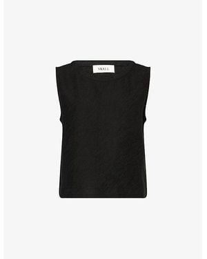 Skall Studio Calla Boxy-Fit Linen-Cotton Top - Black