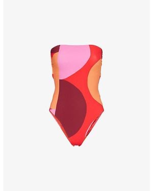 Seafolly Printed Bandeau Swimsuit - Red
