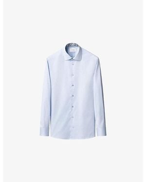 Eton Floral-Trim Contemporary-Fit Cotton Shirt - Blue