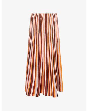 ME+EM Metallic Textured Stripe Knit Maxi Skirt