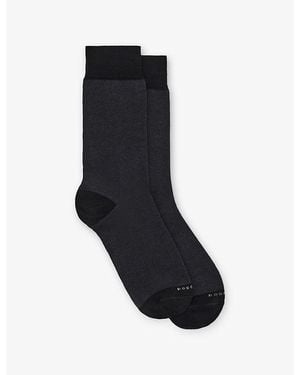 BOGGI Oxford Stretch Cotton-Blend Crew Socks - Black