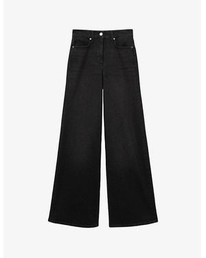 Reiss Wide-Leg Relaxed-Fit High-Rise Stretch-Denim Jeans - Black