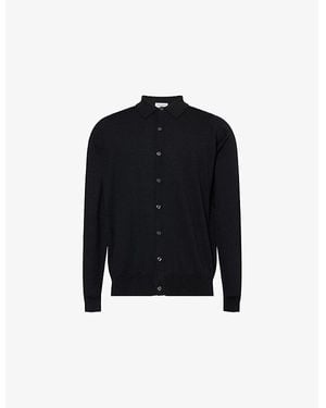 John Smedley Tibor Button-Down Cotton Knitted Shirt - Black