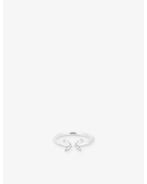 Astrid & Miyu Butterfly Rhodium Plated Sterling- And Cubic Zirconia Ring - White
