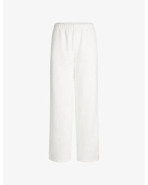 Skims Classic Straight-Leg Cotton-Fleece Trousers - White