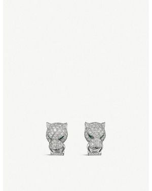 Cartier Panthère De 18Ct- Diamond, Onyx And Emerald Earrings - White