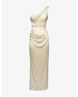 House Of Cb Caprice One-Shoulder Satin Maxi Dress - Natural