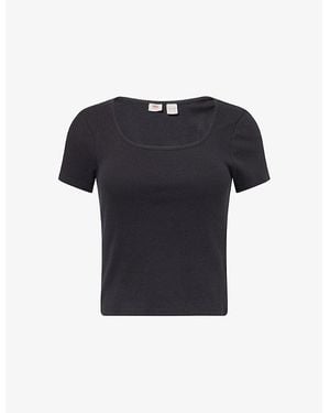 Levi's Essential Square-Neck Ribbed Cotton Top - Blue