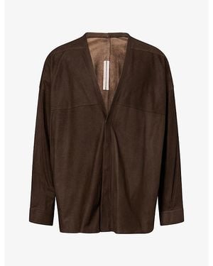 Rick Owens Relaxed Larry Leather Shirt - Brown