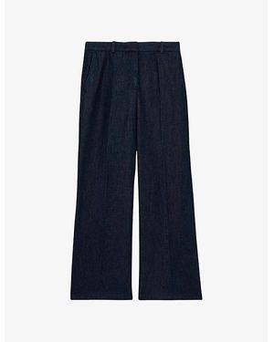 Reiss Reed Denim-Look Wide-Leg Woven Pants - Blue