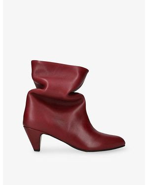 Anonymous Copenhagen Vully Leather Heeled Ankle Boots - Red
