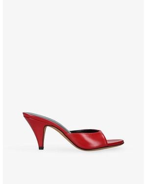 Jude Haze Leather Heeled Mules - Red