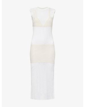 Stella McCartney Sleeveless Crochet Cotton Midi Dress - White