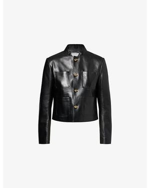 Bottega Veneta Knot Patch-Pocket Leather Jacket - Black